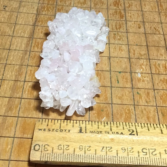 Semiprecious Stone Crystal Soft Pink Quartz 6”L x 1.25”W Elastic Bracelet EVC - Picture 5 of 9